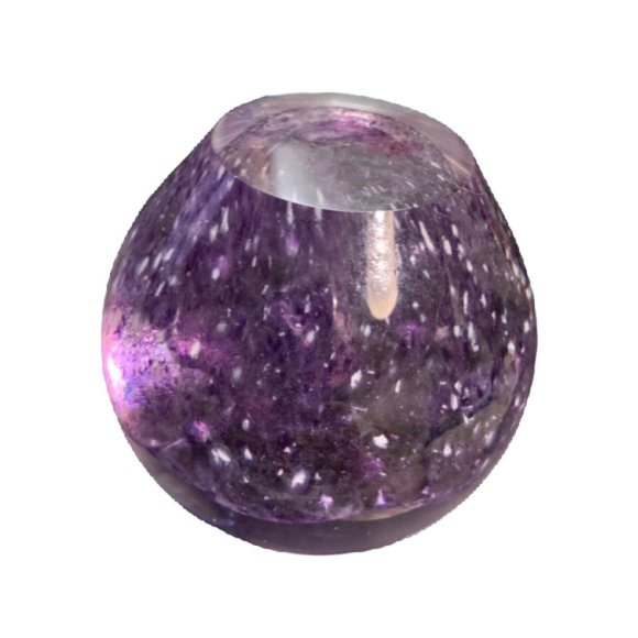 Amethyst Globe Bubble Glass Flower Paperweight - Picture 5 of 5